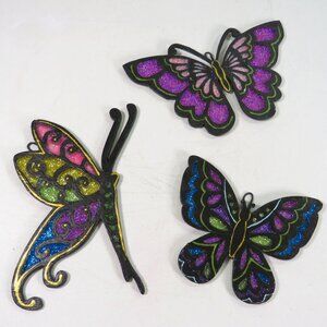 Wooden Glittered Butterflies with Black Boarder (hangable, no shed glitter